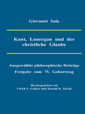 cover image of Kant, Lonergan und der christliche Glaube
